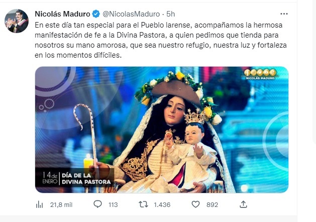 Maduro Envi Mensaje De Salutaci N A La Procesi N De La Divina Pastora