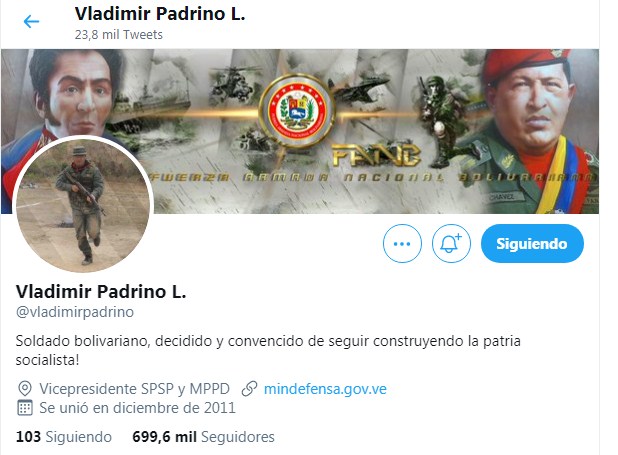 Twitter reactivó cuenta de Vladimir Padrino López