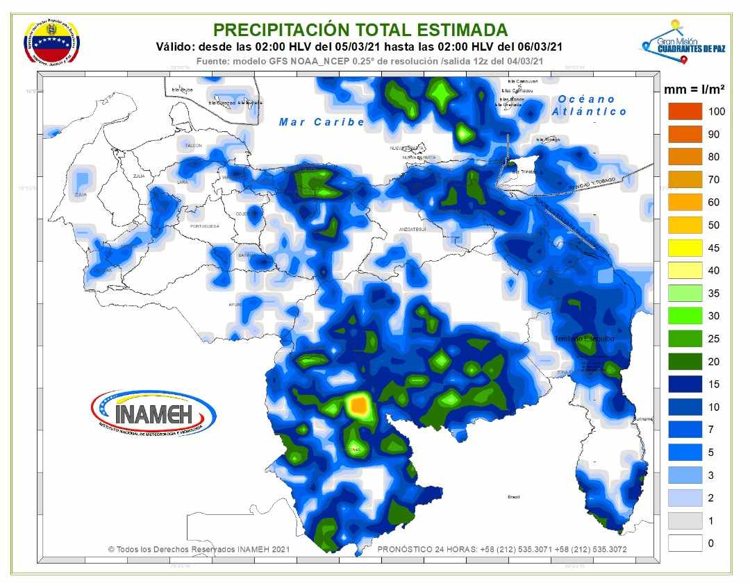 Inameh prevé precipitaciones y eventuales descargas eléctricas para este #5Mar