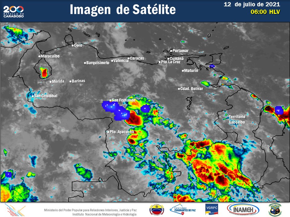 Inameh prevé lluvias para este #12Jul