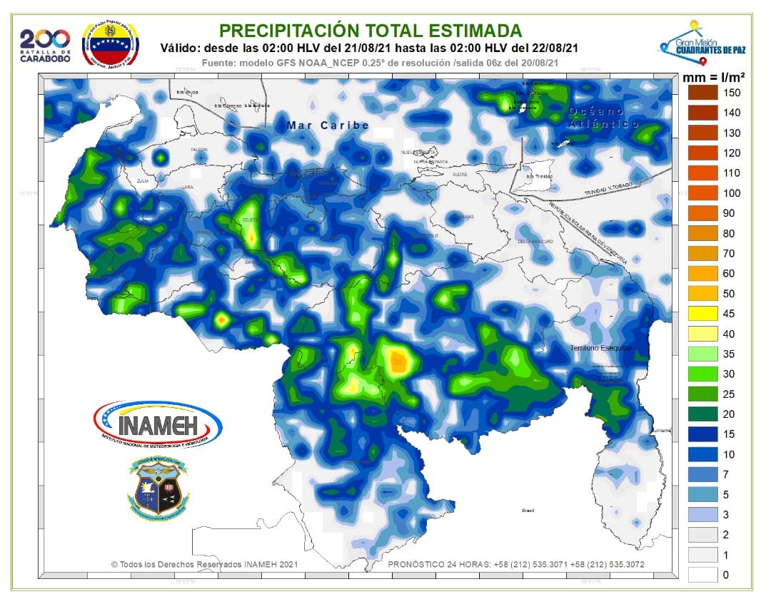 Inameh prevé precipitaciones en gran parte del país