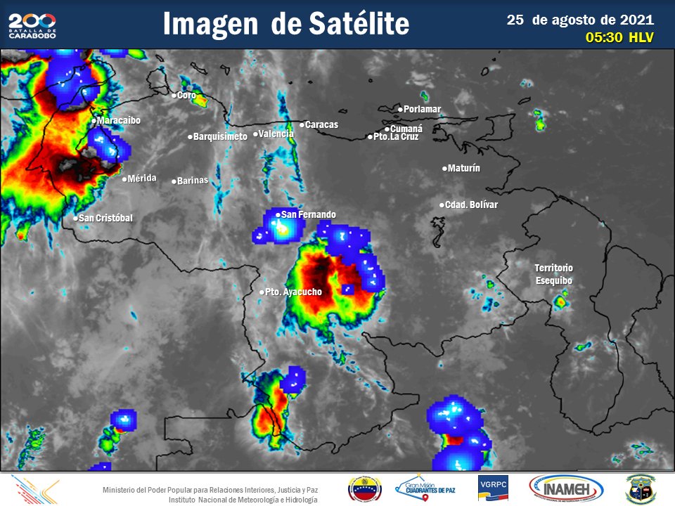 Inameh prevé lluvias en algunas zona del país este #25Ago