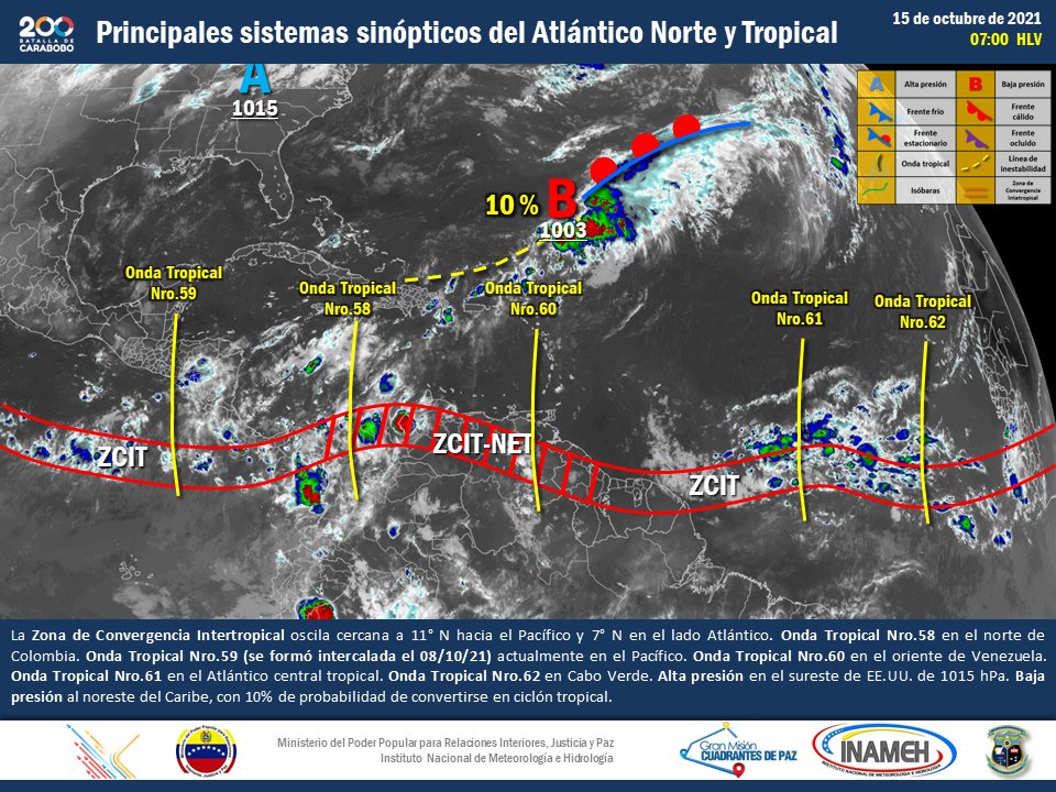 Onda tropical 60 se desplaza sobre el oriente del país