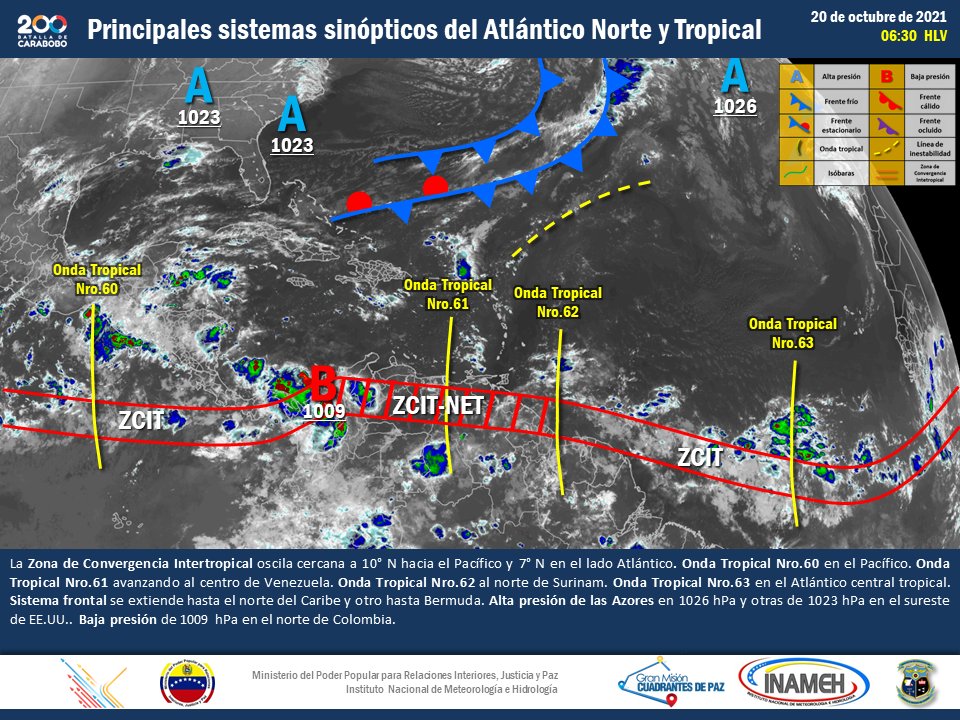 Onda tropical 62 llegará la noche del #20Oct al Noroeste del país y ocasionará lluvias