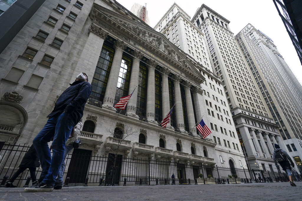 La sede de la Bolsa de Valores de Nueva York, el 24 de febrero del 2022. (Foto AP