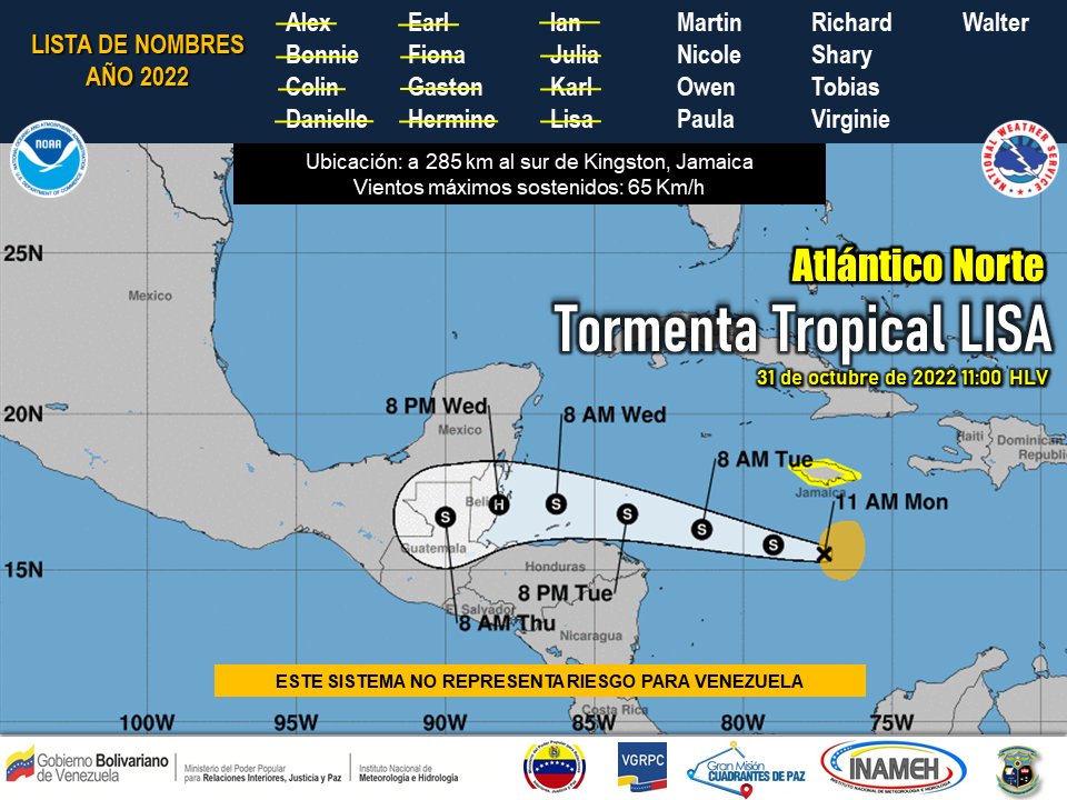 Inameh: tormenta tropical Lisa no representa riesgo para Venezuela