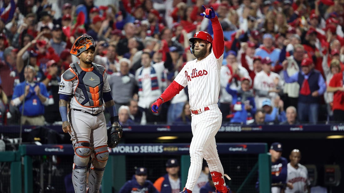 Bryce Harper la desapareció en el primer inning con uno en base