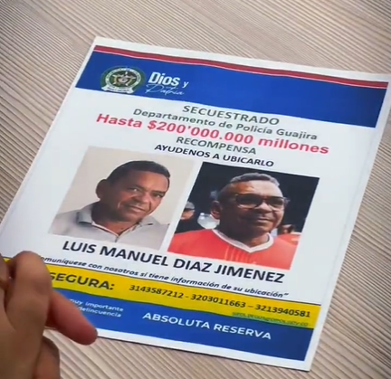 ELN deja en libertad al padre del futbolista Luis Díaz tras 14 días secuestrado