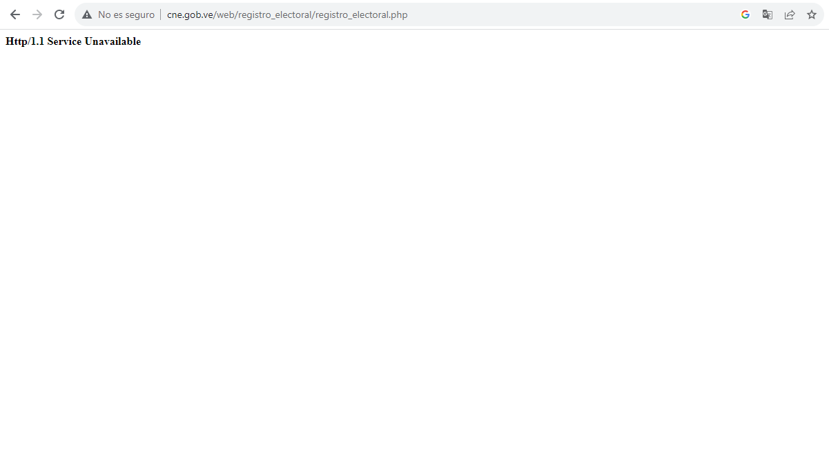Sigue caída web del CNE y no se puede verificar puntos de registros del RE