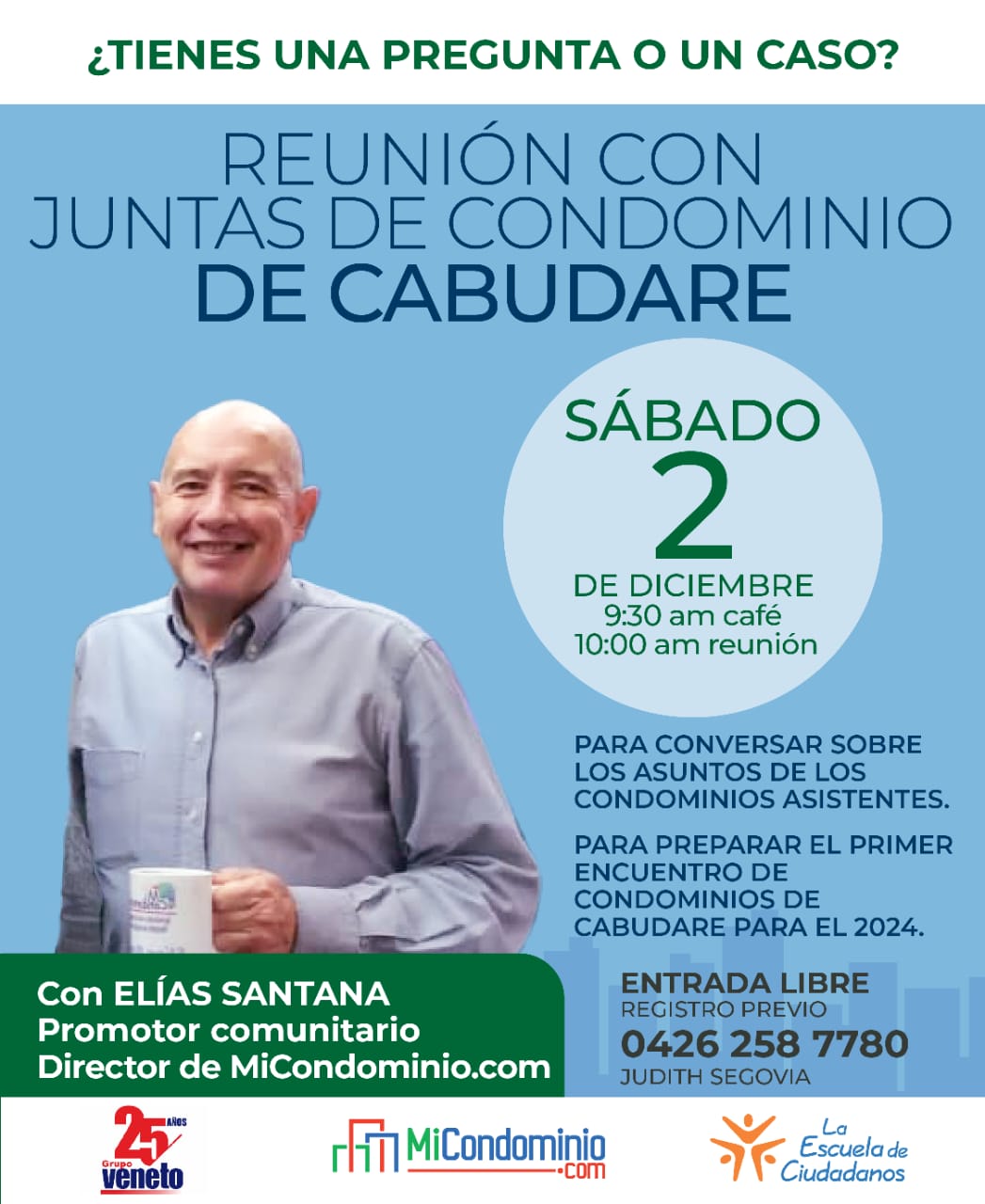 Elías Santana invita a conversatorios de cara al primer encuentro de condominios de Barquisimeto, Cabudare y Yaritagua de 2024