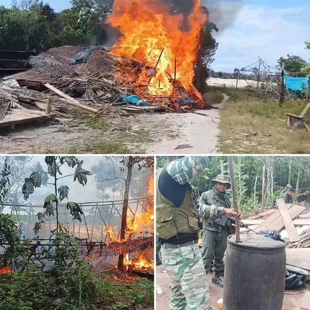 FANB destruye cinco estructuras usadas para minería ilegal en Amazonas