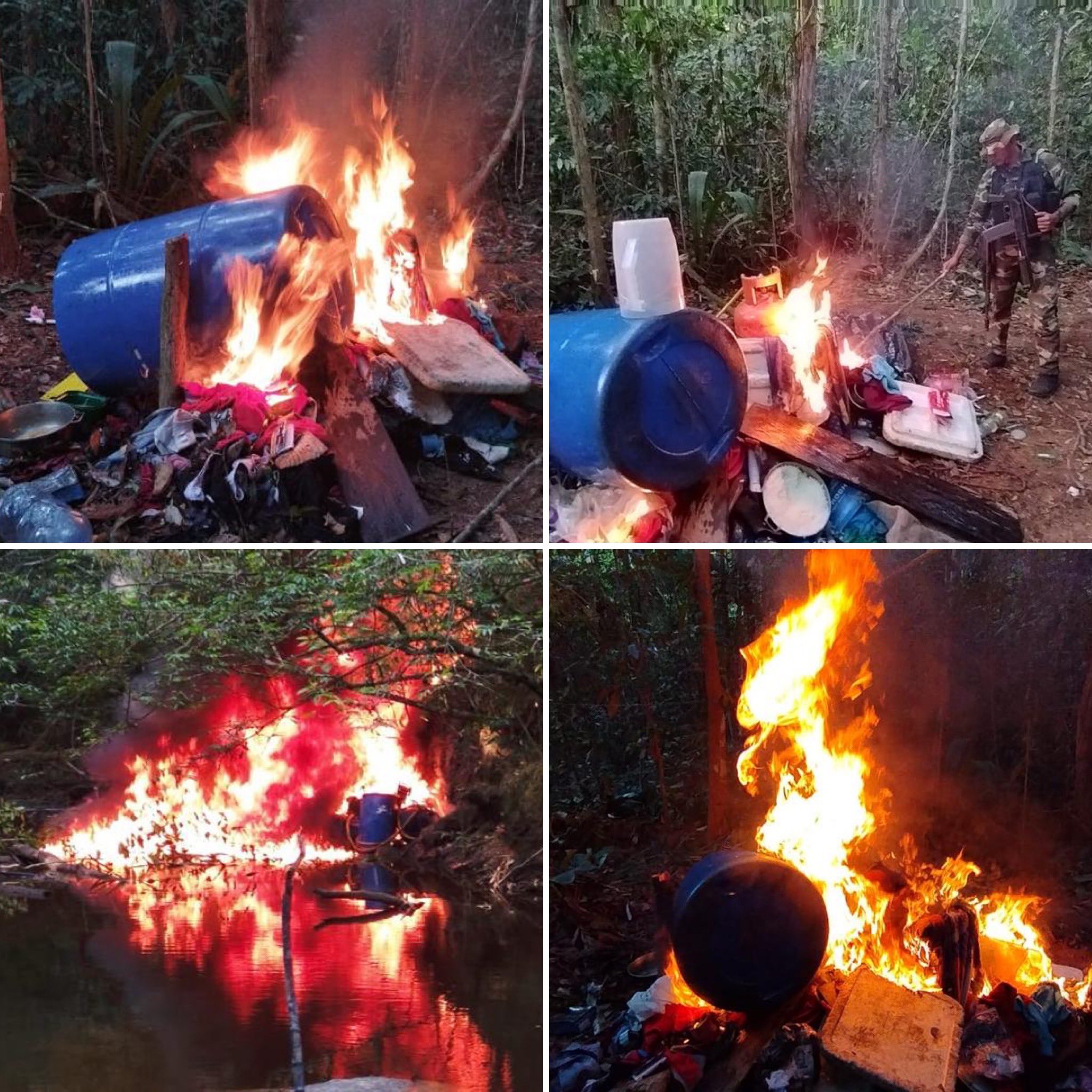 FANB destruye 4.100 litros de combustible encontrado en campamento minero