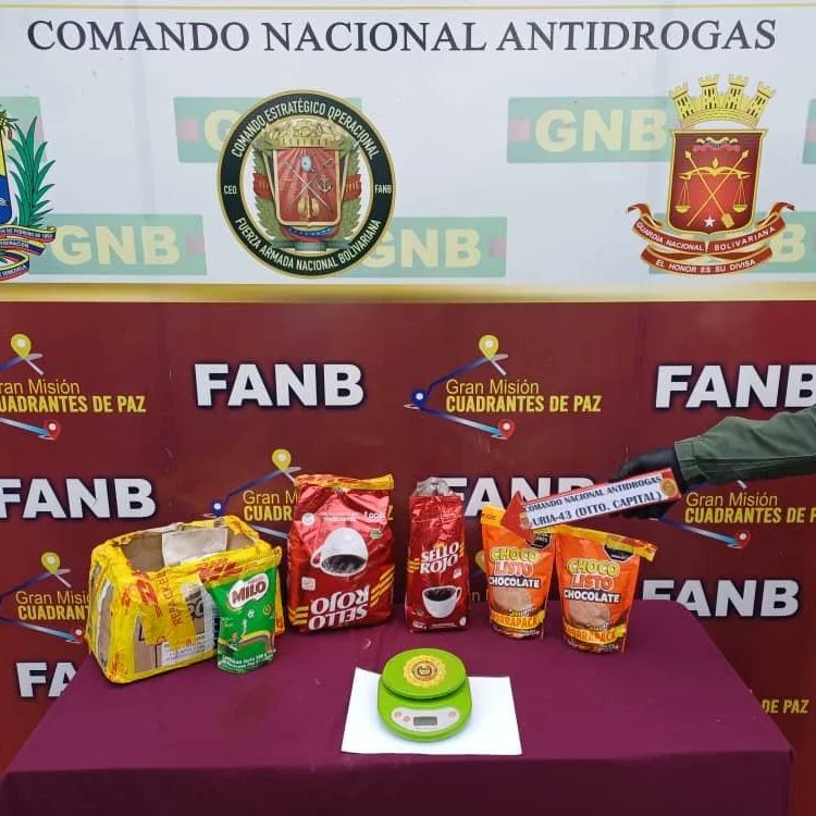 GNB incauta casi 5 kilos de cocaína ocultos en paquetes de café y chocolate en polvo con destino a París