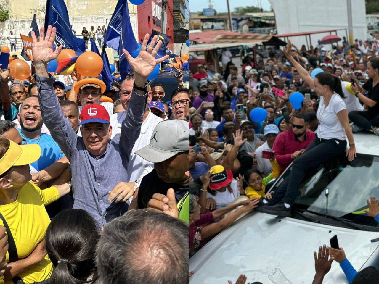 Edmundo González encabeza caminata en La Guaira mientras Machado es recibida en Píritu en su camino de regreso a Caracas