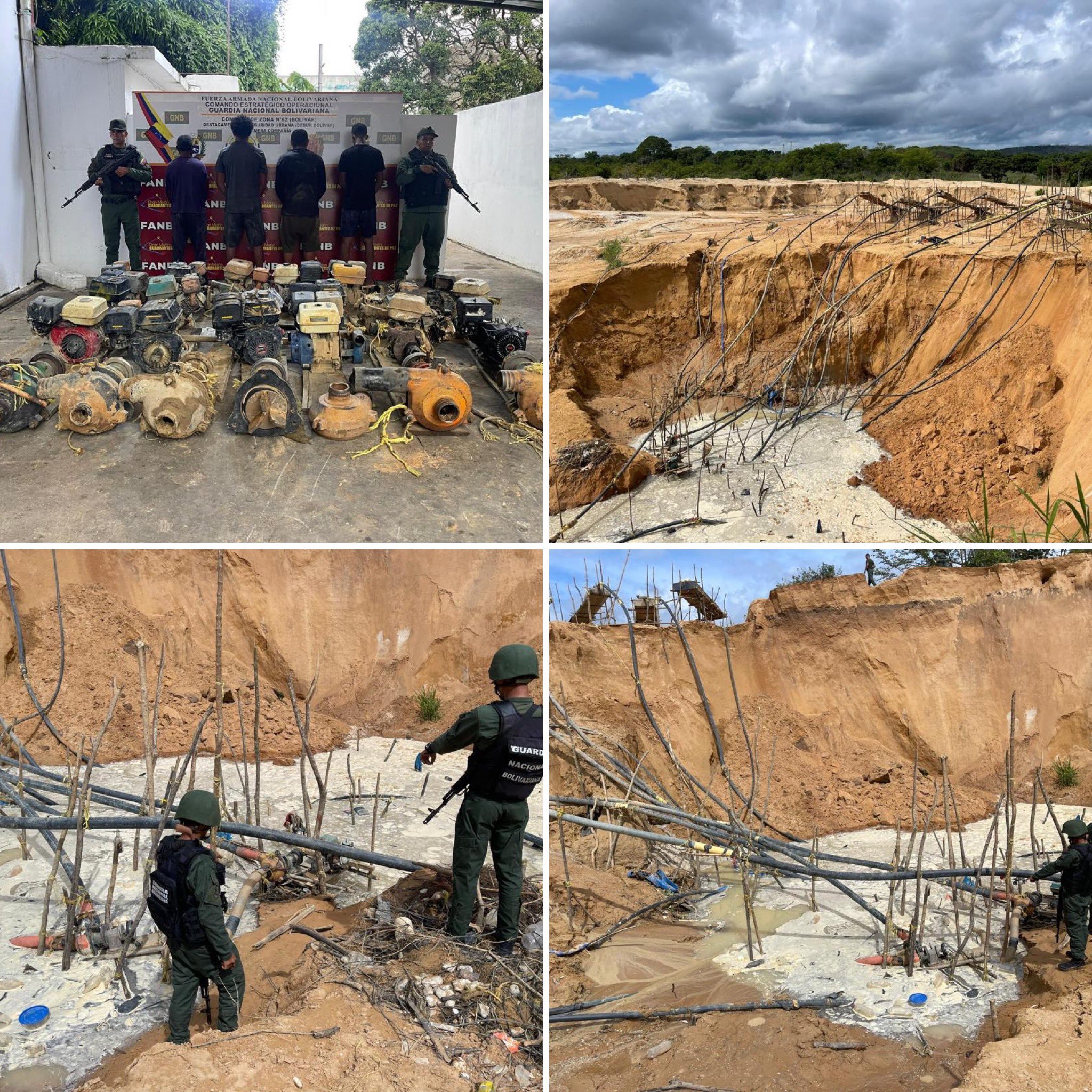 Cuatro personas detenidas por minería ilegal en Bolívar