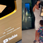 Cristiano Ronaldo recibe placa de 1 millón de suscriptores en YouTube el mismo día que abrió su canal