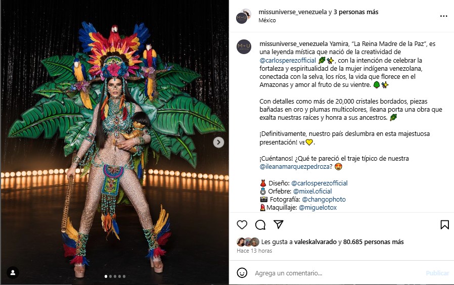 Ileana Márquez presenta su traje típico para el Miss Universo 2024