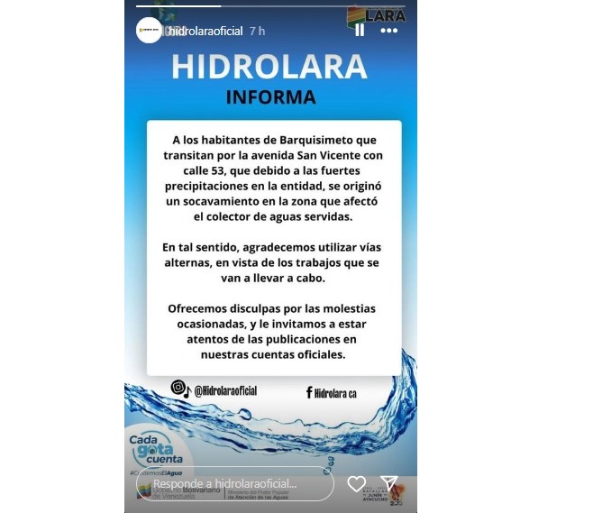 Lluvias causan socavamiento en la Av. San Vicente de Barquisimeto; Hidrolara insta a tomar rutas alternas