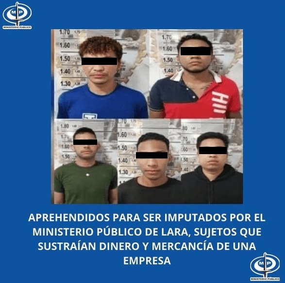 Detienen a cinco personas por fraude y sustracción de productos en empresa de Lara